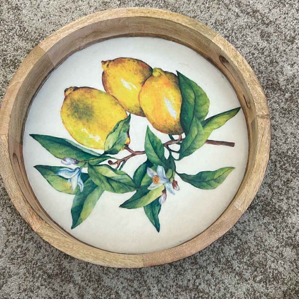 Home Essentials Round Wooden Tray